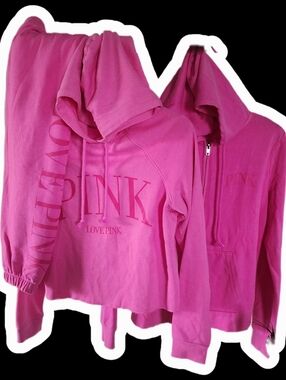 PINK-Victoria's Secret- Hoodie Duo - Vibrant Hot Pink Hoodies-Joggers